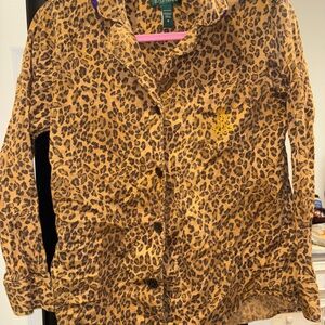 Ralph Lauren 100% Cotton Leopard Cheetah PJ Shirt Medium